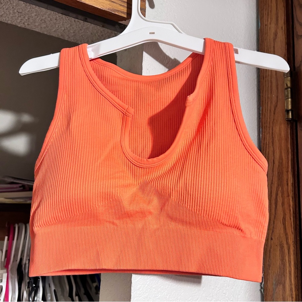 nwot orange cropped padded tank top